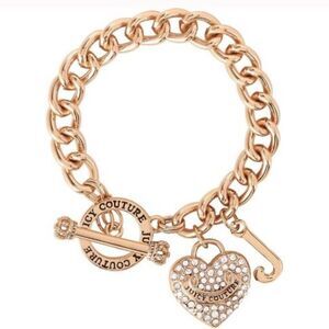 Juicy Couture Gold Tone Toggle Heart Charm Bracelet WT